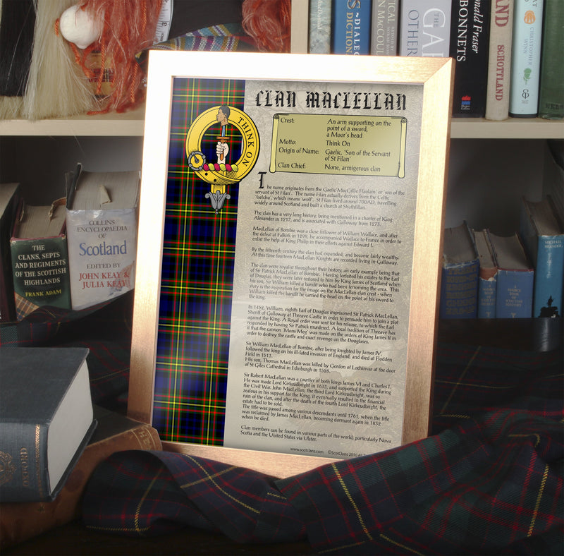 MacLellan Clan History Print - Choose Framed or Unframed