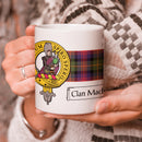 MacLennan Clan Crest and Tartan Mug showcasing vibrant clan colors and a unique design, perfect for displaying your heritage.