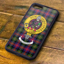 MacLennan Tartan and Clan Crest iPhone Rubber Case showcasing Scottish heritage and style, perfect for iPhone models from 5 onwards.
