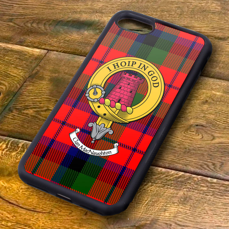 MacNaughton Tartan and Clan Crest iPhone Rubber Case