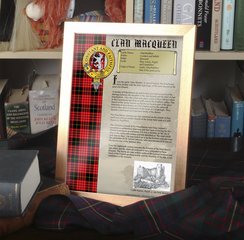 MacQueen Clan History Print - Choose Framed or Unframed