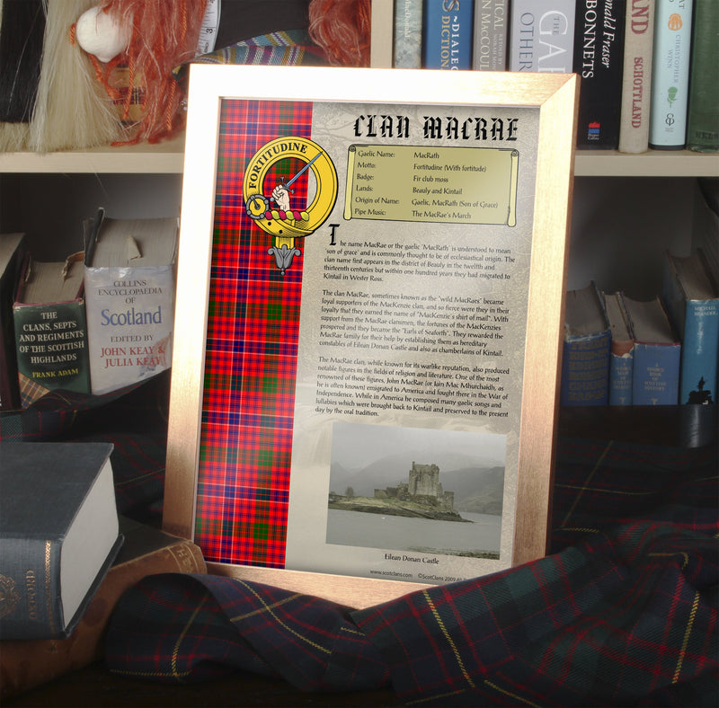 MacRae Clan History Print - Choose Framed or Unframed