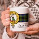 MacInnes Clan Crest and Tartan Mug showing the vibrant clan crest design on an 11 oz ceramic mug, perfect for displaying your clan pride.