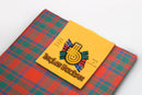 Close-up of Wool Scarf in MacKintosh Ancient Tartan, highlighting the intricate tartan pattern made from 100% pure new wool.