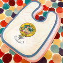 Maxwell Clan Crest Baby Bib featuring a vibrant clan crest design, perfect for keeping your baby clean while celebrating heritage with stylish personalization options.