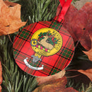 Maxwell Clan Crest and Tartan Metal Christmas Ornament - 6 Styles Available, showcasing unique clan crest designs in vibrant colors, perfect for holiday decoration.