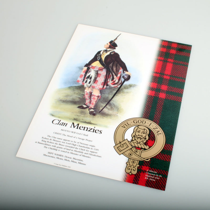 Menzies Scottish Clan Poster A4