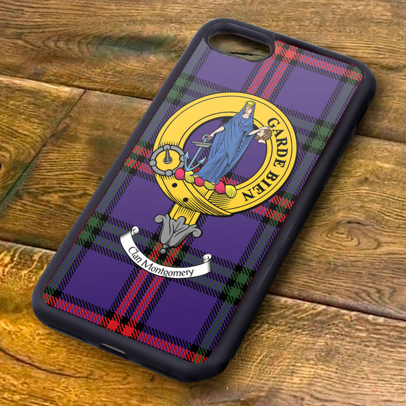 Montgomery Tartan and Clan Crest iPhone Rubber Case