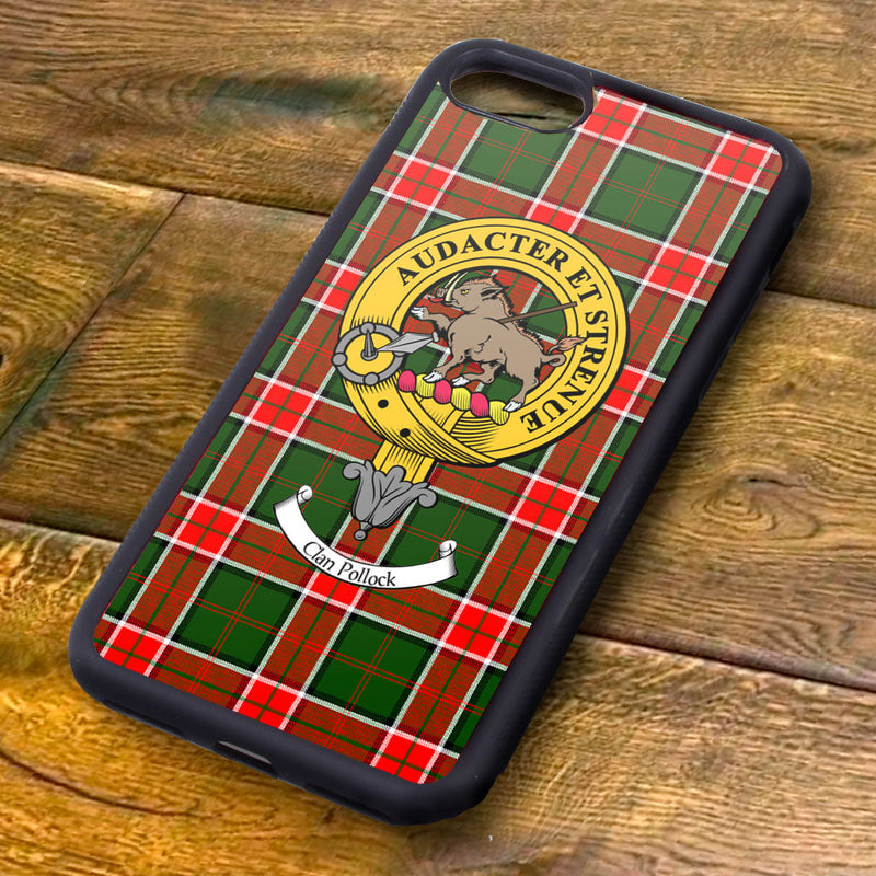 Pollock Tartan and Clan Crest iPhone Rubber Case