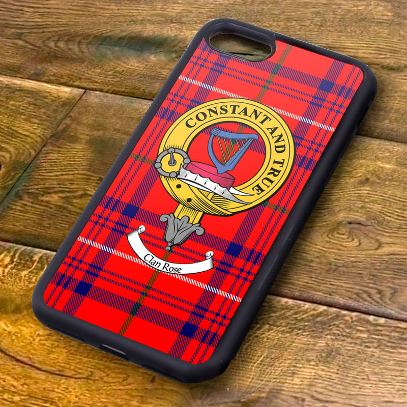 Rose Tartan and Clan Crest iPhone Rubber Case