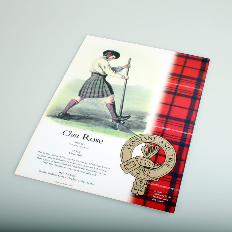 Rose Scottish Clan Poster A4