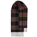 Bowhill Standard Tartan Lambswool Scarf draped elegantly, demonstrating its cozy feel and stylish versatility for the winter season.