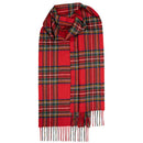 Close-up of Bowhill Standard Tartan Lambswool Scarves displaying intricate tartan patterns and luxurious softness for winter layering.