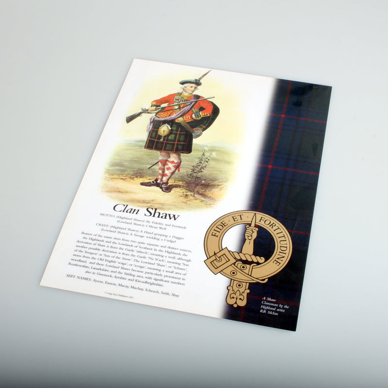 Shaw Scottish Clan Poster A4