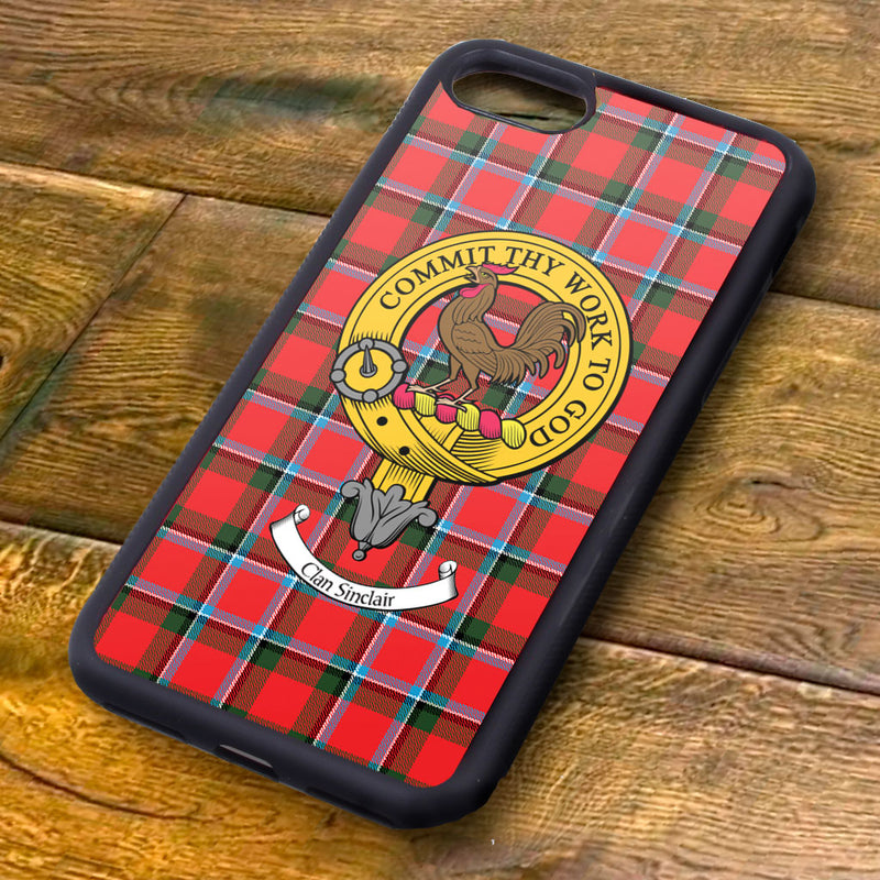 Sinclair Tartan and Clan Crest iPhone Rubber Case