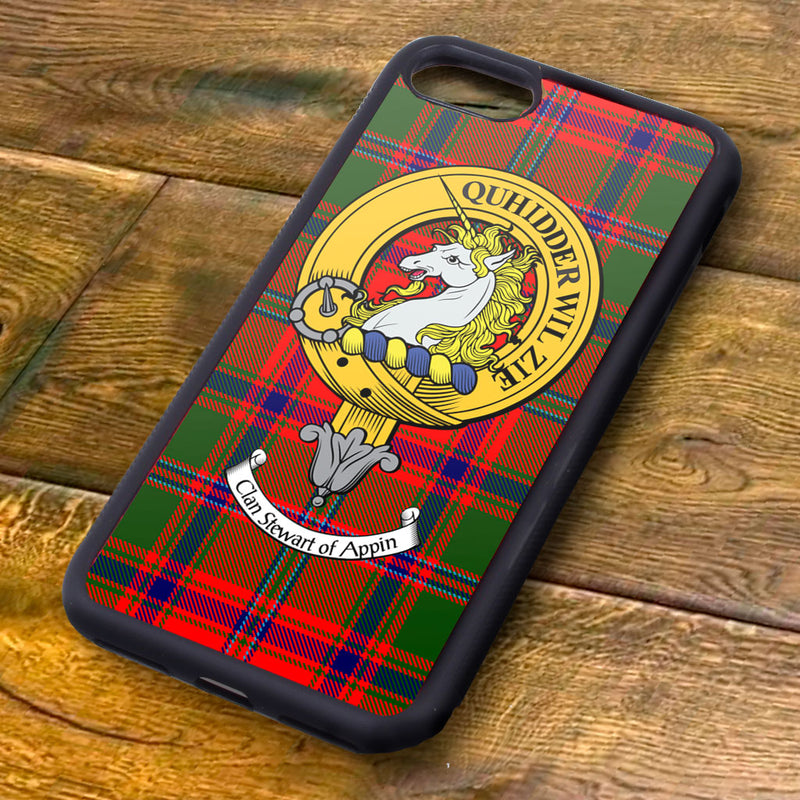 Stewart of Appin Tartan and Clan Crest iPhone Rubber Case