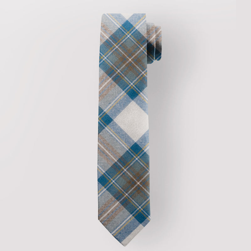 Pure Wool Tie in Stewart Muted Blue Weathered Tartan