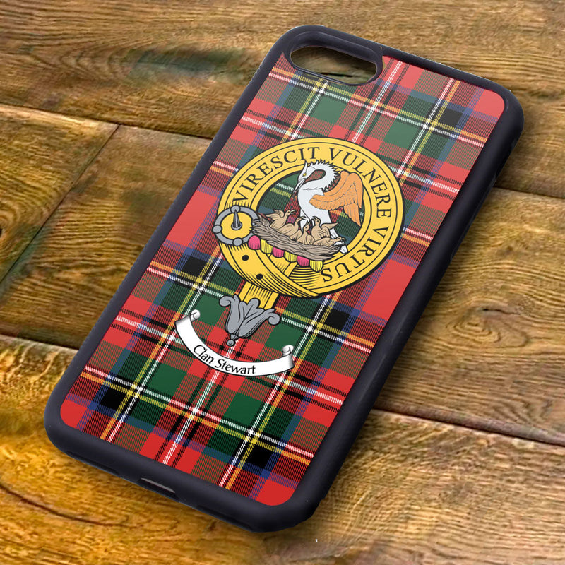Stewart Tartan and Clan Crest iPhone Rubber Case
