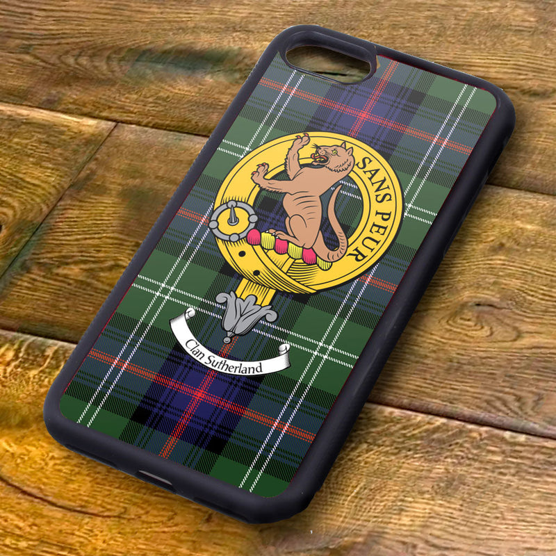 Sutherland Tartan and Clan Crest iPhone Rubber Case