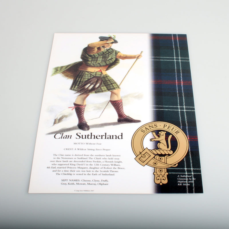 Sutherland Scottish Clan Poster A4
