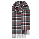 Bowhill Standard Tartan Lambswool Scarves draped over a winter coat, highlighting versatility and cozy warmth for cold weather.