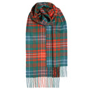 Bowhill Standard Tartan Lambswool Scarf in warm tones, showcasing classic tartan pattern for a stylish winter accessory.