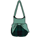 Marshall Modern Effie Bag displayed with MacDonald of Clanranald Ancient tartan, showcasing an Aqua top and bow.