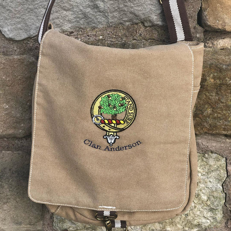 Canvas Messenger Bag with Embroidered Crest