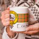 Baxter Crest and Tartan Mug featuring traditional Clan design, perfect for showing Clan pride, 11 oz size shown here.