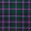Tartan Square Tie Slide showcasing a stylish chrome finish and vibrant clan crest.