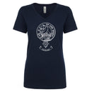 Beveridge Clan Crest Ladies Outline T-Shirt showcasing the stylish V-neck design in premium cotton fabric.