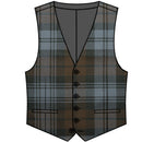 Grant Hunting Weathered Gents Waistcoat displayed on a model, showcasing its premium wool tartan fabric and elegant black satin backing, perfect for formal or casual occasions.