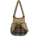 Blackwatch Weathered Effie Bag displayed in MacDonald of Clanranald Ancient tartan with Aqua Top and Bow, showcasing its stylish design and wool fabric.