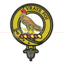 Boswell Clan Crest Embroidered Polo in black color showcasing the flat knit collar and two button placket.