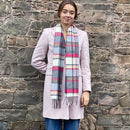 Bowhill Standard Tartan Lambswool Scarf in rich color showcasing a traditional tartan pattern, perfect for winter style.