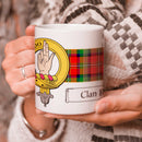 Boyd Clan Crest and Tartan Mug showcasing the clan pride, perfect for hot beverages, made to order.