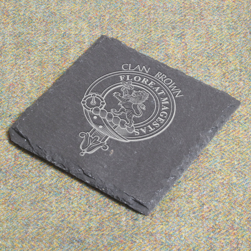 Brown Clan Crest Slate Coaster