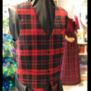 Brown Modern Gents Waistcoat made from fine wool tartan with a black satin back, custom made in Scotland.