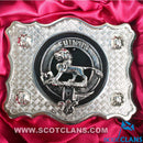 Bruce Pewter Clan Crest Buckle for Kilt Belts showcasing the intricate design and quality craftsmanship, ideal for Scottish heritage enthusiasts.