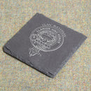 Buchanan Clan Crest Slate Coaster showcasing the elegant laser-engraved clan crest on authentic slate, perfect for adding style and pride to your tabletop.