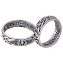 Celtic Silver Wedding/Commitment Ring showcasing interwoven Celtic Knot design and Scottish Thistle detail, symbolizing eternal love.