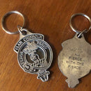 Clan Chisholm Metal Keyring showcasing the clan crest on one side and the clan motto on the other, perfect for adding a touch of heritage to your keys.