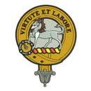 Cochrane Clan Crest Embroidered Rugby Shirt in vibrant colors, showcasing the detailed clan crest embroidery.