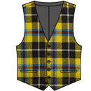 Cornish National Gents Waistcoat made from premium Scottish wool tartan, featuring a luxurious black satin back, perfect for formal and casual events.