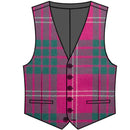 Crawford Ancient Gents Waistcoat made from finest wool tartan in Scotland with a black satin back, perfect for stylish formal wear.