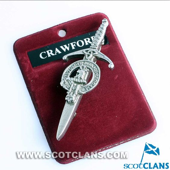 Clan Crest Pewter Kilt Pin with Crawford Crest