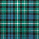 Lightweight Tartan by the meter displayed on a wooden table, perfect for kilts and jackets.