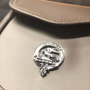 Daywear Sporran featuring clan crest in thistle design, handmade in Scotland with genuine leather and high-quality pewter, perfect for showcasing Scottish heritage.