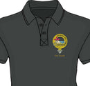 Donald Clan Crest Embroidered Polo showcasing the flat knit collar and two button placket, ideal for comfortable wear.