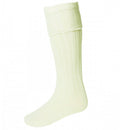 Merino Wool Kilt Hose Ecru from House of Cheviot, hand-knitted Scottish kilt socks showcasing comfort and style, ideal for formal events or everyday wear.